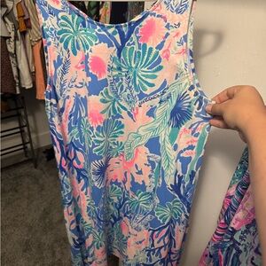 Lilly Pulitzer Pastel Blue and Pink Leaf Dress